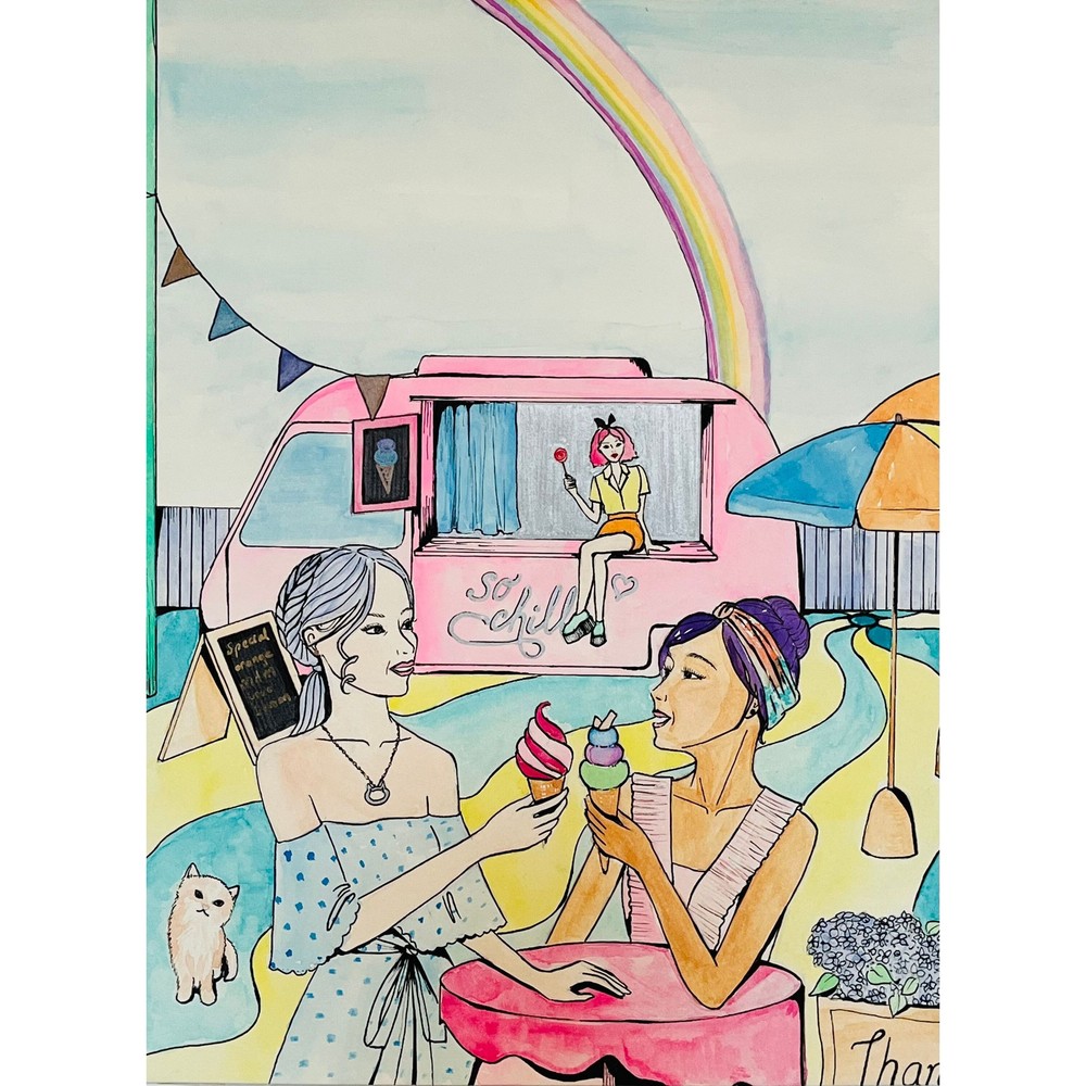 Ice Cream Brunch 11x14 Art Print Watercolor